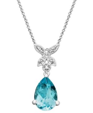 Victoria Townsend Sterling Silver Necklace, Blue Topaz (6-5/8 Ct. T.w.) And Diamond Accent Butterfly Teardrop Pendant