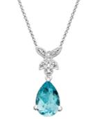 Victoria Townsend Sterling Silver Necklace, Blue Topaz (6-5/8 Ct. T.w.) And Diamond Accent Butterfly Teardrop Pendant