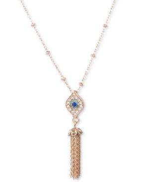 Lonna & Lilly Gold-tone Crystal Evil Eye & Chain Tassel Pendant Necklace, 16 + 3 Extender