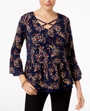 Jm Collection Chiffon-trim Peplum Top, Created For Macy's