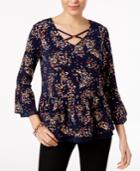 Jm Collection Chiffon-trim Peplum Top, Created For Macy's