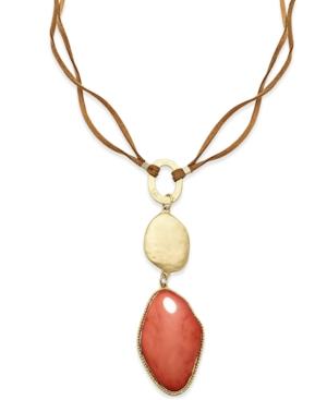 Inc International Concepts Gold-tone Orange Stone Triple Drop Pendant Necklace, Only At Macy's