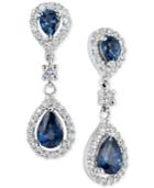 Sapphire (1-3/8 Ct. T.w.) & Diamond (3/8 Ct. T.w.) Drop Earrings In 14k White Gold