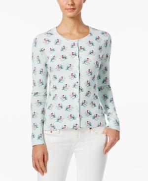 Charter Club Bird-pattern Rhinestone-embellished Cardigan, Only At Macy's