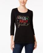 Karen Scott Petite Deck The Halls Graphic Top, Only At Macy's