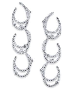 Danori Silver-tone Cubic Zirconia Link Triple-drop Earrings, Created For Macy's