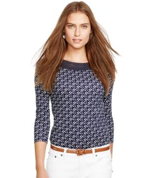 Lauren Ralph Lauren Floral-print Crochet Top