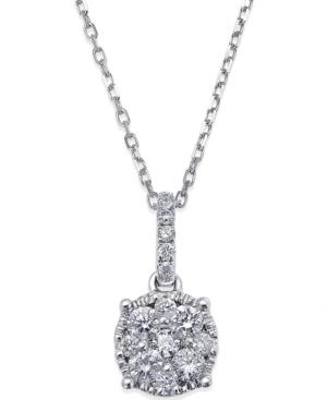 Diamond Circle Pendant Necklace In 14k White Gold (1/4 Ct. T.w.)