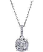 Diamond Circle Pendant Necklace In 14k White Gold (1/4 Ct. T.w.)