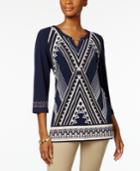 Jm Collection Printed Hardware Tunic, Created For Macy's