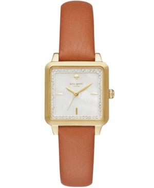 Kate Spade New York Women's Washington Square Brown Leather Strap Watch 25x25mm