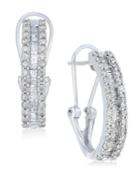 Diamond Three-row Hoop Earrings (1 Ct. T.w.) In 10k White Gold
