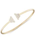 Wrapped Diamond Bar Bangle Bracelet (1/6 Ct. T.w.) In 14k Gold-plated Sterling Silver
