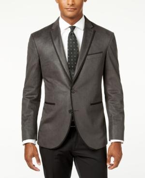 Kenneth Cole Reaction Men's Slim-fit Charcoal Velvet Evening Jacket