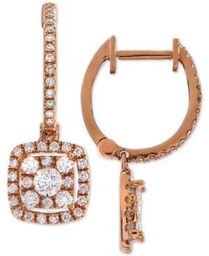 Diamond Cluster Dangle Hoop Earrings (3/4 Ct. T.w.) In 14k Rose Gold