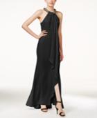 Calvin Klein Sleeveless Halter Draped Detail Gown