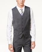 Ben Sherman Men's Slim-fi Gray Windowpane Plaid Suit Vest