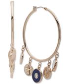 Dkny Gold-tone Shaky Charm Hoop Earrings, Created For Macy's