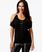 Thalia Sodi Chain-embellished Cold-shoulder Top, Only At Macy's