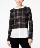 Maison Jules Layered-look Plaid Top, Only At Macy's