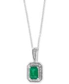 Final Call By Effy Emerald (1/2 Ct. T.w.) & Diamond (1/8 Ct. T.w.) 18 Pendant Necklace In 14k White Gold