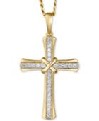 Men's Diamond Cross 22 Pendant Necklace (1/4 Ct. T.w.) In 10k Gold