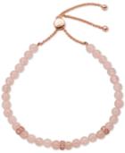 Giani Bernini Cubic Zirconia And Rose Quartz (16-3/4 Ct. T.w.) Slider Bracelet In 18k Rose Gold-plated Sterling Silver, Only At Macy's