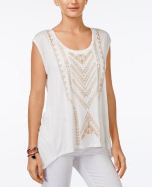 Jessica Simpson Lavi Embroidered Split-back Top