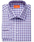 Tallia Men's Fitted Purple End-on-end Check Dress Shirt