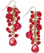 Inc International Concepts Gold-tone Red Stone Cluster Drop Earrings, Only At Macy's
