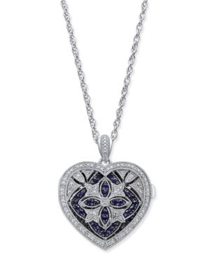 Sapphire (1/2 Ct. T.w.) And Diamond (1/7 Ct. T.w.) Heart Pendant Necklace In Sterling Silver