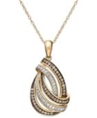 Wrapped In Love Brown And White Diamond Swirl Pendant Necklace In 14k Gold (1/3 Ct. T.w.)