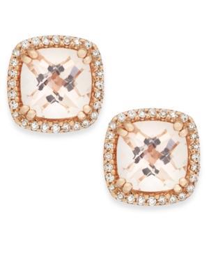 Morganite (2-1/2 Ct. T.w.) And Diamond (1/5 Ct. T.w.) Stud Earrings In 14k Rose Gold