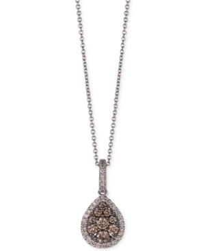 Le Vian Chocolatier Diamond Teardrop Cluster Pendant Necklace (1/2 Ct. T.w.) In 14k White Gold