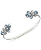 Givenchy Silver-tone Blue Crystal Cluster Cuff Bracelet