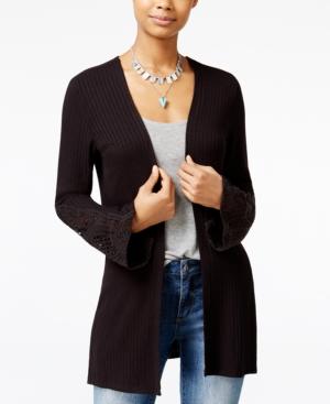 American Rag Rib-knit Crochet-trim Cardigan, Only At Macy's