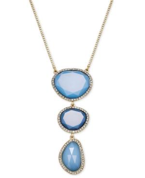 Inc International Concepts Silver-tone Pave And Blue Stone Triple Pendant Necklace, Only At Macy's