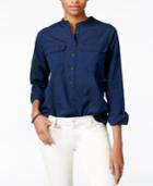 Tommy Hilfiger Band-collar Shirt, Only At Macy's