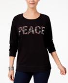 Style & Co Crystal-embellished Peace Sweatshirt, Created For Macy's