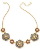 Charter Club Gold-tone Multi-stone Flower Statement Necklace, 17 + 2 Extender, Created For Macy's
