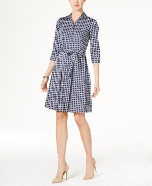 Charter Club Cotton Roll-tab Printed Shirtdress, Only At Macy's
