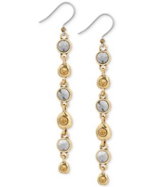 Lucky Brand Two-tone Colored Pave Linear Drop Earrings