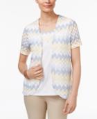 Alfred Dunner Blue Lagoon Zigzag-striped Layered-look Top