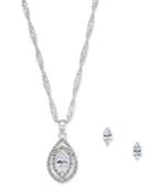 Charter Club Silver-tone Marquise Crystal Pendant Necklace And Stud Earrings