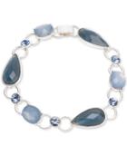 Anne Klein Silver-tone Blue Stone Link Bracelet