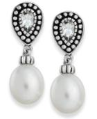 Honora Style Cultured Freshwater Pearl (9mm) And White Topaz (1/5 Ct. T.w.) Earrings In Sterling Silver