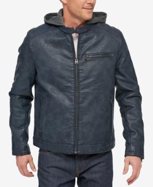 Levi's Men's Faux-leather Hooded Racer Jacket