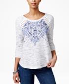 Miss Me Printed Lace-contrast Top