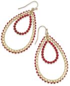 Thalia Sodi Gold-tone Red Stone Double Teardrop Earrings, Only At Macy's