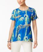 Alfred Dunner Corsica Parrot-print Beaded Top